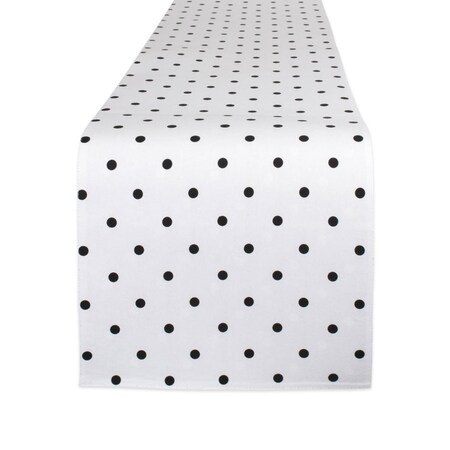 Fastfood 72 in. Reversible Polka Dot Table Runner - White & Black FA2567386